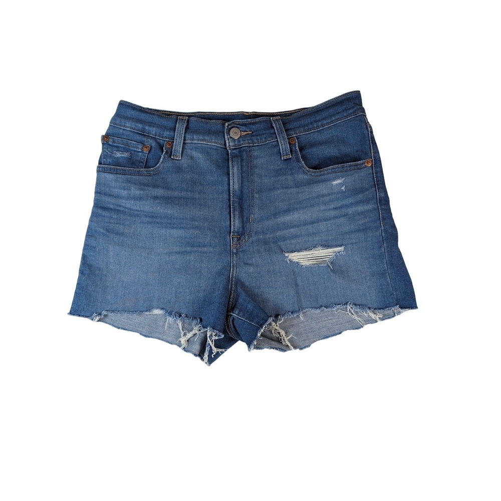 Levi's Blue Distressed High Rise Denim Cut-off Jean Shorts Size 29 2.5 in inseam